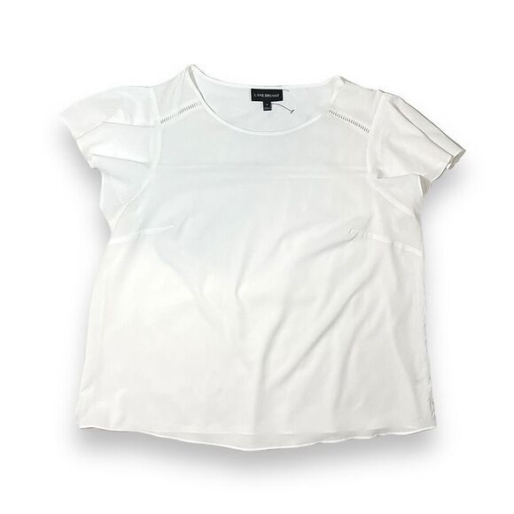 Lane Bryant Cream Flutter Sleeve Blouse Sz 18 - Picture 2 of 11